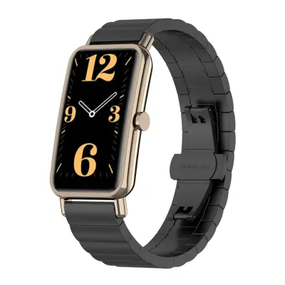 Pašček za uro iz roza zlata iz nerjavečega jekla za Huawei Watch Fit Mini Black