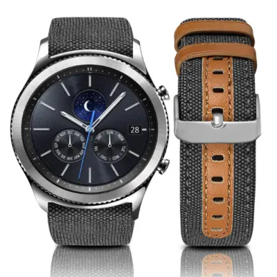 Pašček za uro iz pravega usnja za Samsung Galaxy Watch 3 40 mm 42 mm Black
