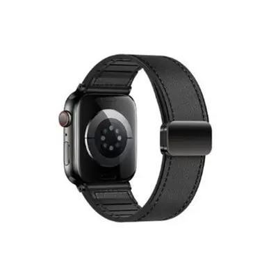 Vrhunski usnjeni pašček za Apple Watch z magnetno zaponko Black L