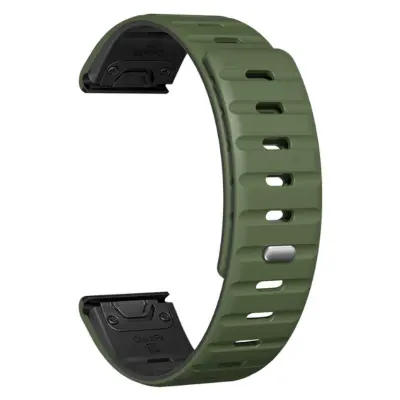 Hitro sprostitev silikonskega magnetnega paščka za uro za Garmin Fenix 8/7X/Epix Green+Black 22 mm