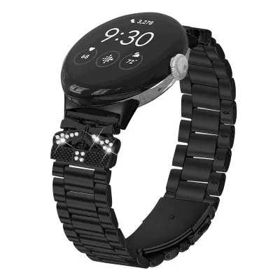 Sijajen Google Pixel Watch pašček za uro z metuljčkom in tremi okrasnimi kamenčki Black