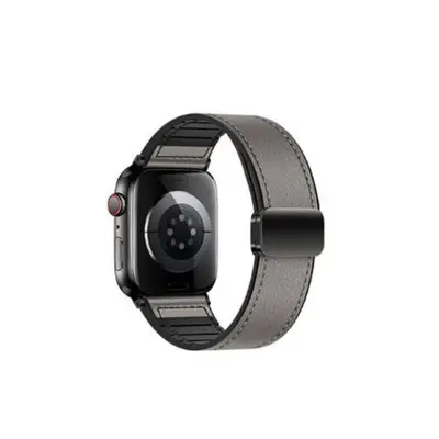 Vrhunski usnjeni pašček za Apple Watch z magnetno zaponko Grey L