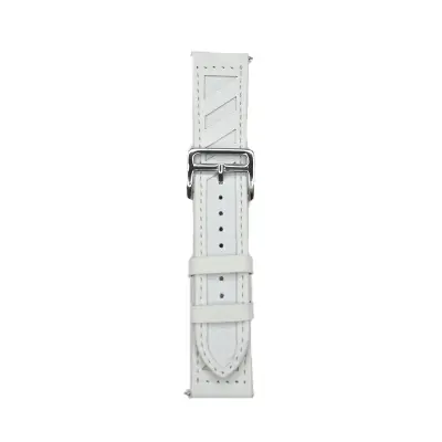 Usnjen pas za uro - 22 mm White