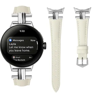 Pašček iz pravega usnja za Google Pixel Watch 3 Beige 41 mm