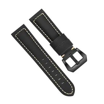 Usnjeni pašček za uro Black 24 mm