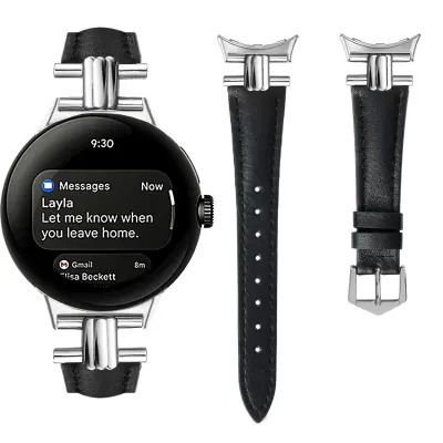Pašček iz pravega usnja za Google Pixel Watch 3 Black 45 mm