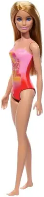 Mattel Barbie: Plaža - Lutka z blond lasmi v roza kopalkah z vzorcem palme (HPV19)