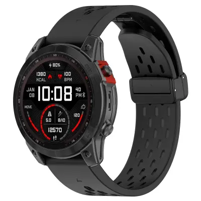 Garmin Fenix 8 43MM silikonski zapestni trak z luknjo in zložljivo zaponko - bel Black