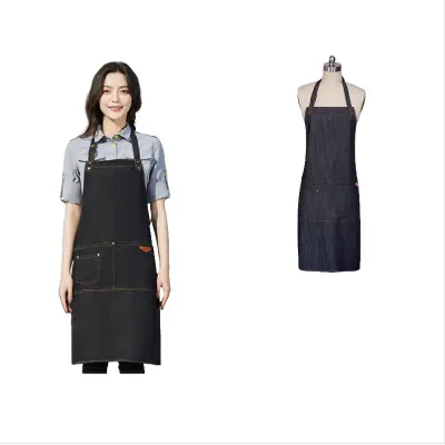 Denim predpasnik Barista za kozmetični salon in kavarno Black