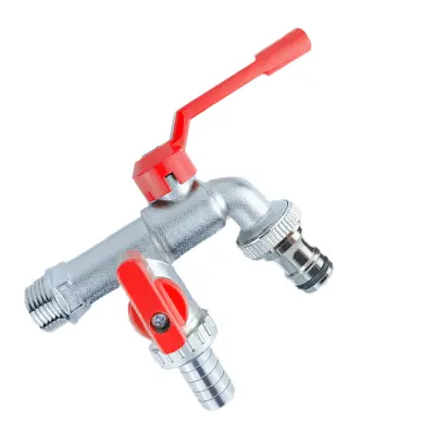 Dvoglava vodna pipa iz rdeče medenine z adapterjem za šobo   Model 3