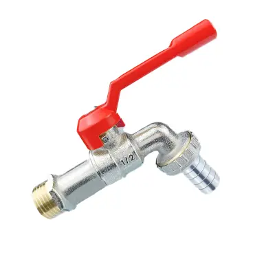 Rdeča medeninasta pipa z nastavkom - 1-palčni enojni izhod