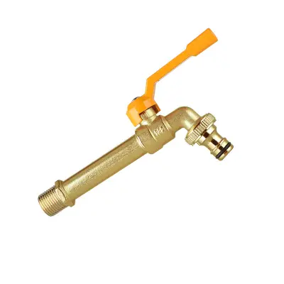 Medenin vrtni ventil 1/2"x3/4" z rumenim aluminijastim ročajem