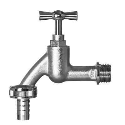Medeninasta vodna pipa 1/2x3/4 srebrni priključek za vrtno uporabo na prostem