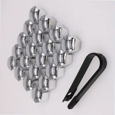 Set sivih zaščitnih pokrovčkov - 20 pokrovčkov + črna sponka  21 mm