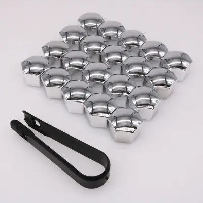 Set sivih zaščitnih pokrovčkov - 20 pokrovčkov + črna sponka  19 mm