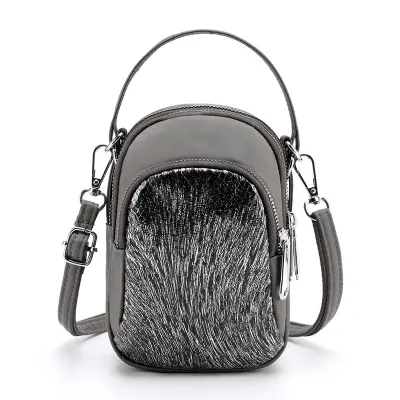 Nova vertikalna torbica za telefon z bleščicami Grey