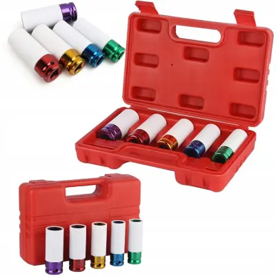 Rosfix Set Udarnih Nasadnih Ključev 1/2'''' – Za Alu Platišča, CrV, 15–22 mm, 79 mm Dolžina | V Kovčku