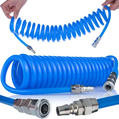 Rosfix Spiralna Pnevmatska Cev 8x12 mm – Poliuretan, 5 m, 6–10 Bar, −20°C do +75°C | Visoka Prožnost