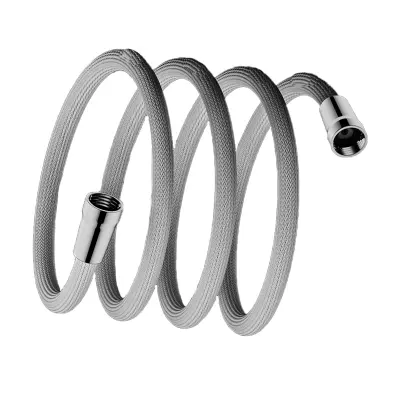 1,5 m svetlo siva najlonska protieksplozijska cev za prho z jeklenim pokrovčkom