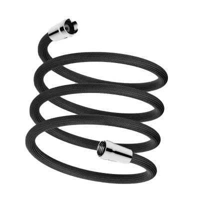 1.5m Črna Najlonska Protieksplozijska Cev za Prho z Jekleno Kapico