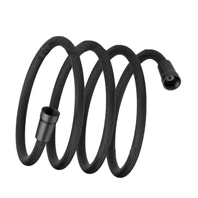 1,5 m črna najlonska protieksplozijska cev za prho s PP pokrovčkom