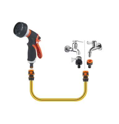 Komplet oranžne vodne pištole s 5 deli z 10-funkcijsko šobo