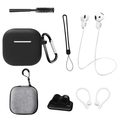 Osemdelni komplet za AirPods 4. generacije v črni barvi