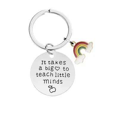 Mavrični obesek za ključe iz nerjavečega jekla CHY026 - srebrn