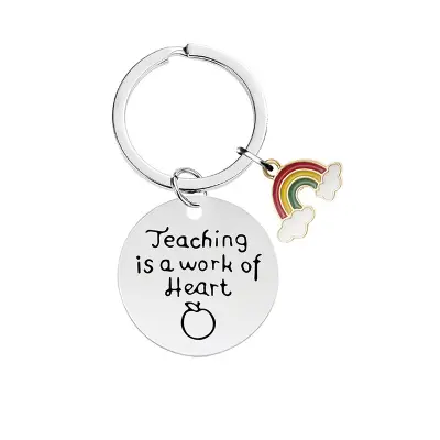 Mavrični epoksi obesek za ključe iz nerjavečega jekla CHY030