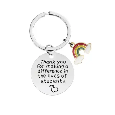 Mavrični epoksi obesek za ključe iz nerjavečega jekla CHY031