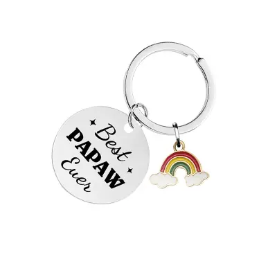 Mavrični epoksi obesek za ključe iz nerjavečega jekla CHY008 - srebrn