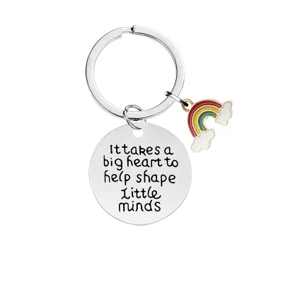 Mavrični epoksi obesek za ključe iz nerjavečega jekla CHY025 - srebrn