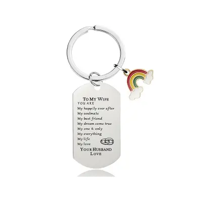 Mavrični obesek za ključe CHW002 - Obroč za ključe iz nerjavečega jekla srebrne barve