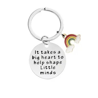 Mavrični epoksi obesek za ključe iz nerjavečega jekla CHY024 - srebrn