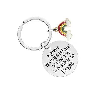 Personaliziran obesek za ključe iz nerjavečega jekla z epoksi mavrico - Darilo za učitelja