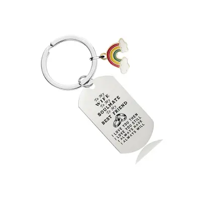 Mavrični obesek za ključe CHW006 - Srebrn obesek za ključe iz nerjavečega jekla