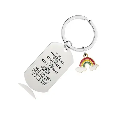 Obesek za ključe Rainbow CHW005 - Srebrn obesek za ključe iz nerjavečega jekla