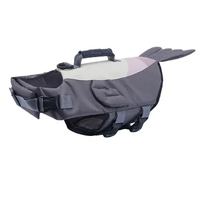 Rešilni jopič za pse, plavalni telovnik za hišne ljubljenčke z odsevnimi trakovi Grey S