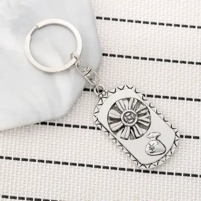 Vrteči se obesek za ključe s sončnico in kvadratnim obeskom