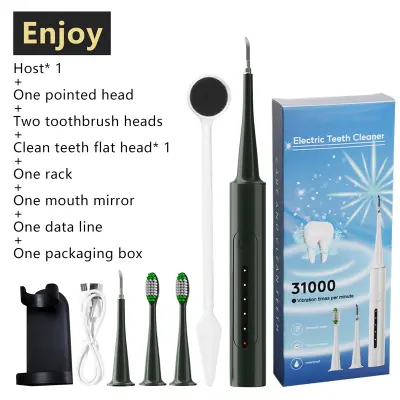 Set električne zobne ščetke z nosilcem za na steno Green