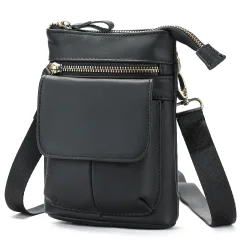 Moška usnjena torba za čez ramo Black