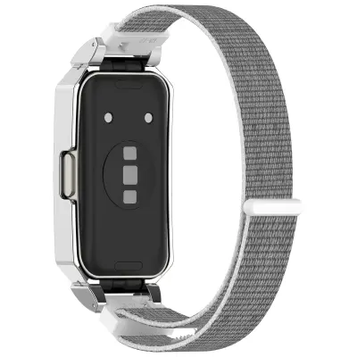 Eleganten tkan najlonski pašček s srebrnim okvirjem za Huawei Band Grey