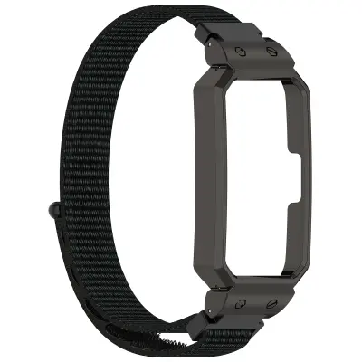 Eleganten tkan najlonski pašček s srebrnim okvirjem za Huawei Band Black