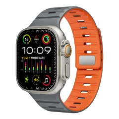 Magnetna silikonska zapestnica za Apple Watch - črna/oranžna DarkGrey