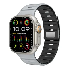Magnetna silikonska zapestnica za Apple Watch - črna/oranžna Grey