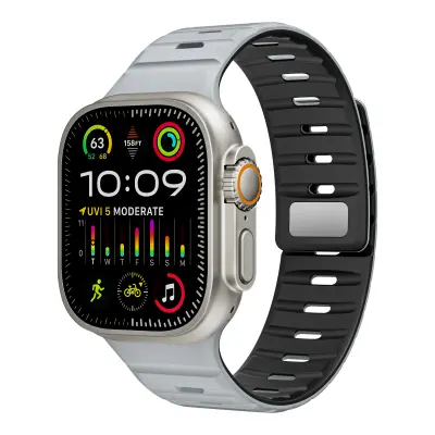 Magnetna silikonska zapestnica za Apple Watch - črna/oranžna Grey