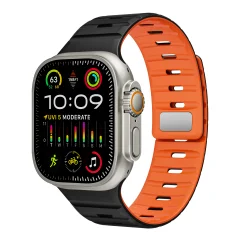 Magnetna silikonska zapestnica za Apple Watch - črna/oranžna Orange
