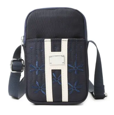 Eleganten Črn Oxford Krpo Torbica za Telefon - Preko Telesa & Čez Ramo DarkBlue