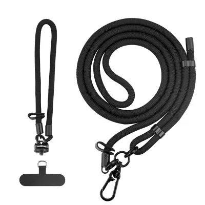 Črna vrvica - Crossbody z zasnovo z dvojno zaponko