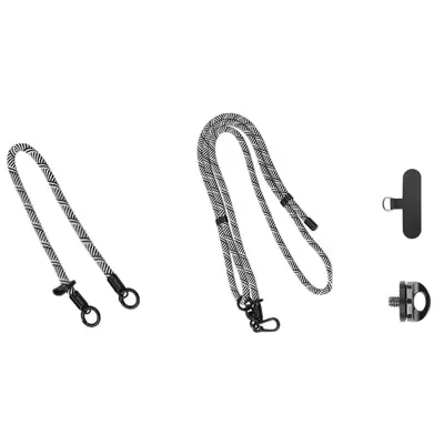 Zebra Crossbody Vrvica z dvojnimi zaponkami - črno-bela